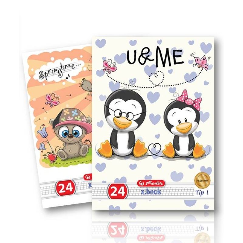 Caiet Tip I A5 24 file, coperti policromie, Herlitz Cute Animals Premium - imagine 4